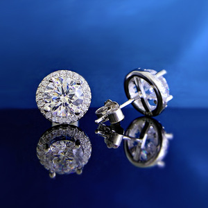 Pendientes de tuerca finos clásicos elegantes para mujer, nueva inserción redonda de taladro completo con circón - Product Image 5