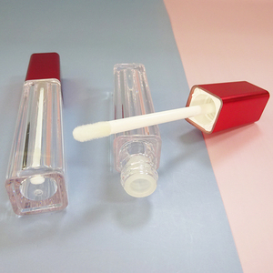 Shiny <b>Square</b> Thick Wall 6ML Red Top Clear Bottle Packaging Empty Lip Gloss Tubes <b>Plastic</b> Cosmetic Lipgloss <b>Container</b> - Product Image 4