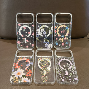 เคสโทรศัพท์กันกระแทก TPU ลายดอกไม้ใส พร้อมแม่เหล็กสำหรับชาร์จไร้สาย สำหรับ iPhone 17 Pro Max 16 15 Pro - Product Image 1