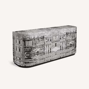 Credenza Architettonica Moderna di Lusso Bianca e Nera con Interni in Legno Massello, Mobile Buffet per Stoccaggio - Product Image 1