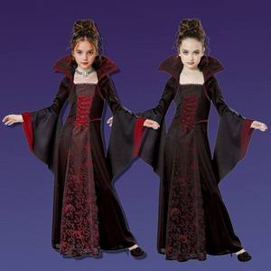 Nuovo Costume da Strega per Bambine Stile Europeo e Americano per Halloween, Ispirato a <span class=keywords><strong>Film</strong></span> e Serie TV, Abito Medievale Retrò con Colletto Allacciato e Maniche a Campana - Product Image 3