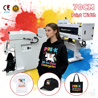Machine d'impression de t-shirts DTF XP600 de qualité supérieure, couleur ondulée, 60 cm, 3 têtes, machine à fumée avec film DTF A2, type d'encre DTF