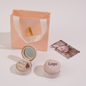 Boîte à bijoux de voyage en velours avec fermeture éclair et logo personnalisé, mini boîte de rangement pour colliers et boucles d'oreilles, sac de rangement tendance - Product Image 5