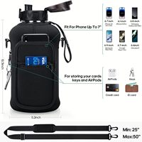 Bouteilles d'eau en plastique de 2,2 L avec étui, bouteille d'eau sport en PETG de 74 oz facile à nettoyer, bouteilles d'eau d'un demi-gallon avec marqueur de temps