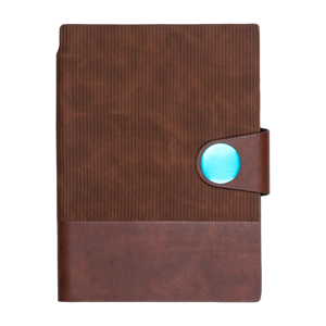 Carnet de notes A5 en cuir PU, agenda professionnel, planificateur, journal, texture côtelée, bleu, fermeture à bouton rond, bloc-notes noir - Product Image 2