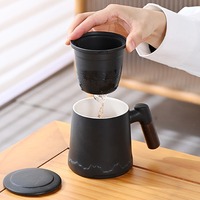Mug à thé en céramique vert classique avec couvercle et infuseur, emballage cadeau, vaisselle personnalisée résistante au lave-vaisselle pour café et thé, idéal pour les cadeaux