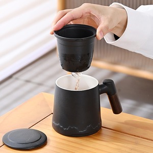Green Ceramic <b>Tea</b> Cup with Lid and <b>Infuser</b> Handle Porcelain <b>Tea</b> <b>Mug</b> Custom Coffee and <b>Tea</b> Drinkware - Product Image 4