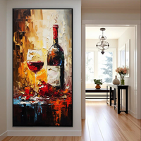 Peinture à l'huile moderne sur verre de vin, peinte à la main, art original, décoration murale vin rouge, art de cuisine, vente en gros pour commandes en gros