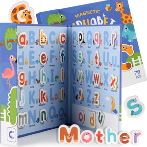 Libro de educación temprana <span class=keywords><strong>para</strong></span> niños 26 letras mayúsculas <span class=keywords><strong>en</strong></span> inglés tarjeta magnética práctica a juego juguetes educativos ortografía juego de palabras - Product Image 4