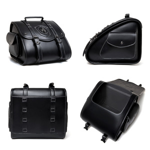 Sacoches de <span class=keywords><strong>moto</strong></span> Davidson <span class=keywords><strong>vintage</strong></span> rétro punk en cuir PU, sacs latéraux compatibles avec la plupart des motos tout-terrain, pièces de bagages arrière - Product Image 4