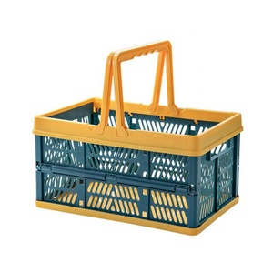 Portable Folding Plastic Storage Basket with Handle for Shipping