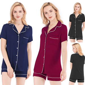 <span class=keywords><strong>Pigiama</strong></span> estivo a maniche corte da donna <span class=keywords><strong>pigiama</strong></span> con bordino di alta qualità con supporto personalizzato <span class=keywords><strong>bianco</strong></span> nero tinta unita <span class=keywords><strong>pigiama</strong></span> da donna - Product Image 1