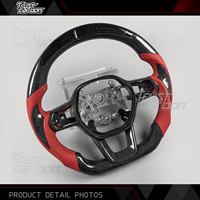 Volant en fibre de carbone LED personnalisé pour Honda Civic 11e génération Type-R CR-V Accord 2022-2026 avec poignées en cuir perforé rouge