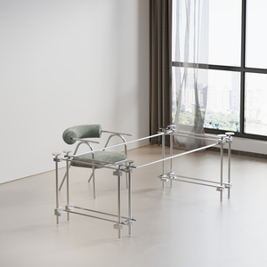 Pied de table optique style Bauhaus pour bureau, support de table en verre, bois, dalle de roche, base de plan de travail, pieds de mobilier de bureau et d'ordinateur - Product Image 2