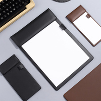 Carpeta de cuero para reuniones de oficina con logotipo personalizado, carpeta magnética para negocios B5 A5 A6, Clip para tablero de escritura con portalápices