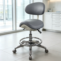 Chaise de dentiste ergonomique de type selle avec revêtement en cuir microfibre, siège en éponge haute densité pour mobilier