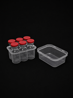 Boîte de 6 flacons transparents en plastique de 3 ml, en matériaux recyclés, étui de rangement Cillin pour voyage, gaufrage médical