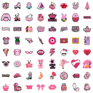 HYB Kuaji Custom Design Logo Pink Fashion Shoe Accessories Wholesale Bulk Shoes Decorations Charms Cute Girl Shoe Charm