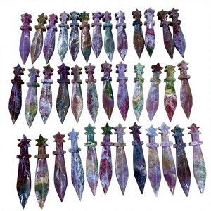 Figurine de sabre en cristal de jaspe arc-en-ciel violet naturel, pierre précieuse polie pour la guérison, décoration Feng Shui pour la maison, collection - Product Image 3