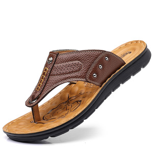 Sandalias de cuero de vaca de primera capa para hombre, de comercio exterior, de verano, tallas grandes, con punta cerrada, chanclas, sandalias de playa para exteriores para hombre - Product Image 5