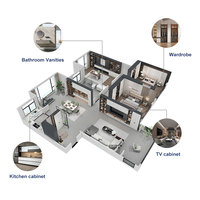 Meubles de cuisine modulaires personnalisés, designs modernes, plan de travail en marbre, laque MDF PVC, armoires de cuisine prêtes à assembler