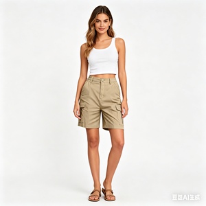 Fournisseur de dropshipping : Shorts <span class=keywords><strong>cargo</strong></span> taille haute pour femmes, décontractés, multi-poches, utilitaires, disponibles en plusieurs couleurs, Sehe Fashion - Product Image 3