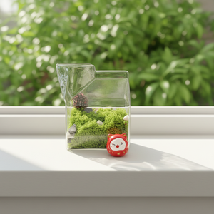 Terrario de Vidrio Transparente con Diseño de Caja de Leche, Forma Cuadrada, Florero de Mesa para Decoración de Interiores del Hogar - Product Image 1