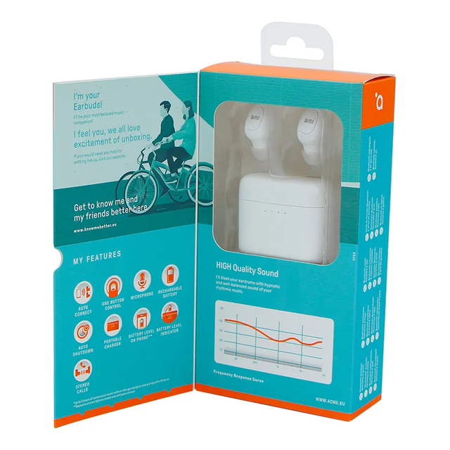 Custom Wireless Headset Packaging Box with Magnetic Closure & Window Elegant Gift Box with Hook for Electronic Earphones