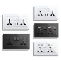 MVAVA 5V 2.1A panneau de verre 2 gangs USB Type C Port universel polyvalent prise murale multifonctionnelle interrupteur électrique prise de courant