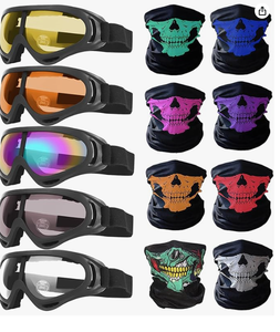 Lunettes de moto tout-terrain, VTT, motocross, course, ski, lunettes de sécurité avec 4 cache-cou, bandana, masque facial - Product Image 3