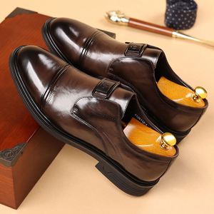 Men's Business Shoes Genuine Leather Lightweight Waterproof Pointed <b>Toe</b> Formal Office Career Shoes Cowhide <b>Cap</b> Rubber Outsole - Product Image 5