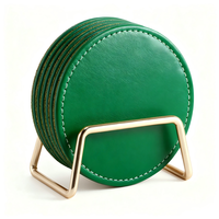 Sous-verres ronds en cuir PU écologique de 3 mm d'épaisseur avec logo personnalisé, design moderne, set de sous-plats et de tapis de table