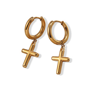 Boucles d'oreilles croisées en alliage de zinc doré, style punk, bijoux de mode pour hommes et femmes EH875 - Product Image 5