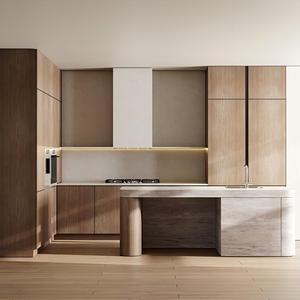 Juego <span class=keywords><strong>de</strong></span> Gabinetes <span class=keywords><strong>de</strong></span> Cocina Estilo Contemporáneo con Chapa <span class=keywords><strong>de</strong></span> Madera para Proyecto en México, Muebles <span class=keywords><strong>de</strong></span> Diseño, Gabinetes <span class=keywords><strong>de</strong></span> Cocina - Product Image 2