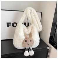 Sac bandoulière en peluche pour femme, nouvelle collection haut de gamme, tendance automne/hiver, fermeture magnétique, motif dessin animé, avec empiècements