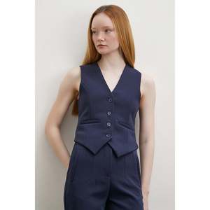 Chaleco con Copas Forradas para Mujer, Azul Marino, con Cinturón - Product Image 3