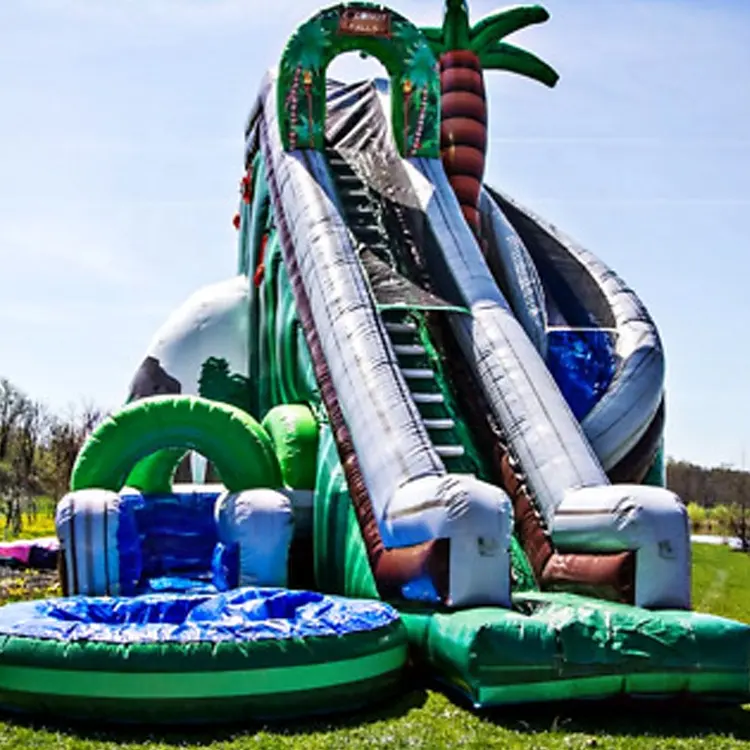 Commercial adult slide palm tree kids slide inflatable Water Slide with pool For kids and Adult