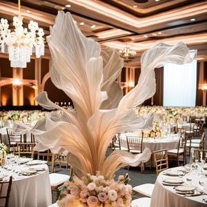 Centres de table en organza/papier multi-couches faits à la main pour Thanksgiving, Pâques, Noël, la Saint-Valentin, les mariages, en forme <span class=keywords><strong>d</strong></span>'orchidée, couleur or - Product Image 2