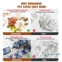 Rouleaux d'autocollants en PET transparents à fleurs 3D haut de gamme personnalisés pour journal et scrapbooking