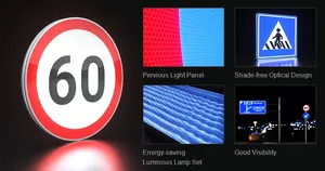 Señal de Tráfico Reflectante Circular de 800 mm, Señal de Advertencia de Tráfico <span class=keywords><strong>LED</strong></span> Hecha a Medida - Product Image 5