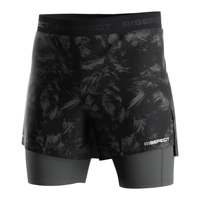 Shorts de course pour hommes, double couche, mélange de poly et de spandex, poche intérieure, découpe au laser, respirant, pour le cyclisme et le jogging