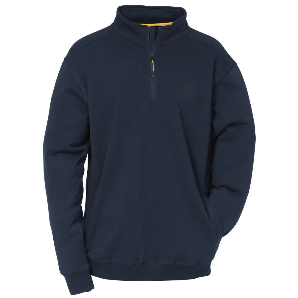 navy blue half front zip hoodie with customized printed logo cotton fleece heavy gsm men women sweatshirt collar hoodie