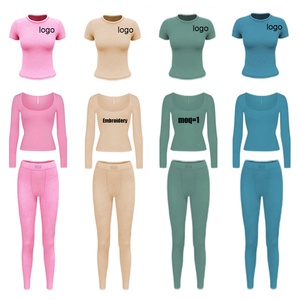 <span class=keywords><strong>Set</strong></span> da donna con Logo personalizzato e <span class=keywords><strong>Set</strong></span> da salotto in due pezzi per donna con ricamo Leggings a costine e <span class=keywords><strong>Set</strong></span> da donna - Product Image 2