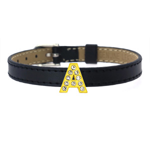 Abalorios de letras en inglés con deslizador hueco de diamantes de imitación metálicos brillantes a través de pulsera de 8mm - Product Image 4