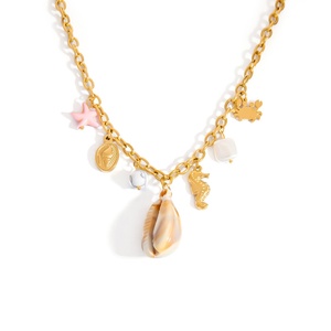 Collier étanche haut de gamme en acier inoxydable avec chaîne de clavicule de niche, pendentif mode couleur or 18 carats inaltérable - Product Image 5