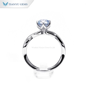 Tianyu อัญมณีทรงกลมสีฟ้าเครื่องประดับเพชร14K แหวนทองขาวสำหรับงานหมั้นของผู้หญิง - Product Image 3