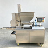 Chaîne de production entièrement automatique de galettes de hamburger en promotion : machine à former, enrober et paner pour usine de galettes de burger surgelées