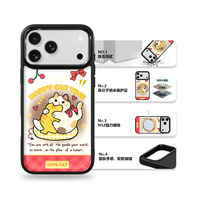 Coque de téléphone AG Feeling Black Edge avec motif chat moderne doré pour iPhone 17, 17 Pro Max, 16 Pro, 15 – Coque magnétique