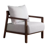 Fauteuil d'appoint en bois de frêne avec design ergonomique à 107 degrés, accoudoirs en bois massif pour salon, chambre, bureau