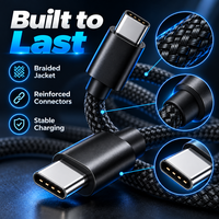Câble de charge rapide RAVIAD USB-A Type-C 1M (lot de 3) avec gaine tressée en nylon pour iPhone 17/16/15 Pro Max et S25/S24 Pad Pro